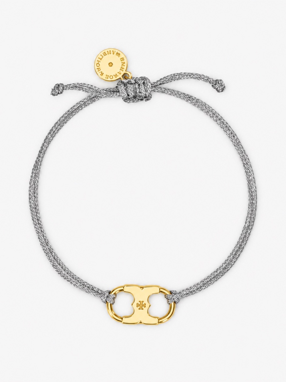 NEW Tory Burch Blue Silver Grey Silk Embrace Ambition Logo Bracelet
